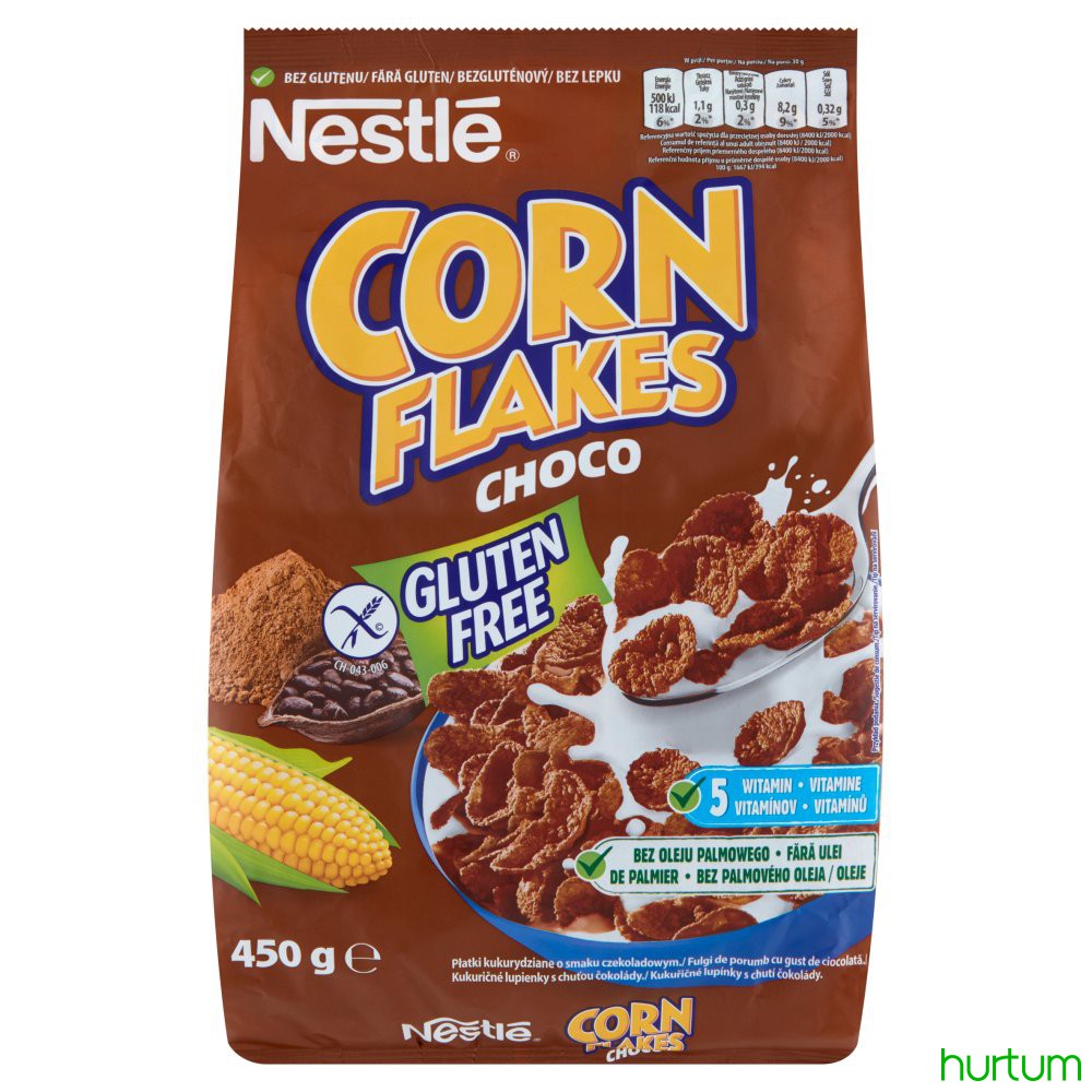 Nestlé Corn Flakes Choco Płatki śniadaniowe o smaku czekoladowym 450 g ...